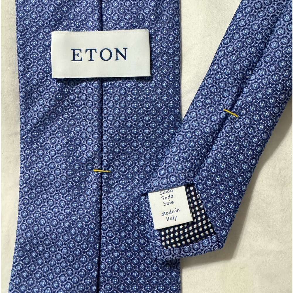 Blue Geometric Print Silk Tie